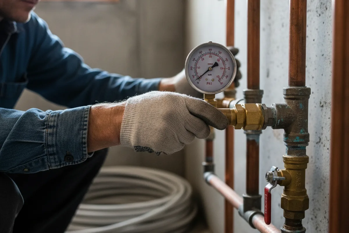 Pressure testing a repaired line during Water Line Repair in Byron